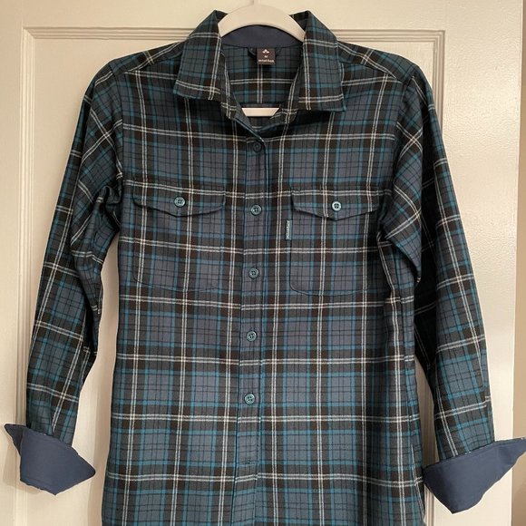 Mont-bell teal flannel shirt (women's size M) - Picture 1 of 3